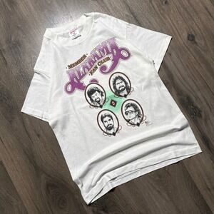 Vintage 1992 Alabama Fan Club T Shirt Mens Size S White Country Music Tour Tee